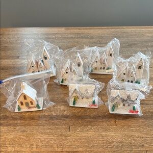 Seven Cardboard Glitter Houses &  Churches.